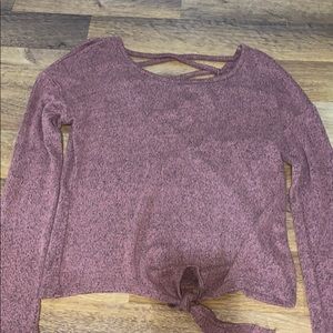 Brown/maroon sweater with crisscross back and tie